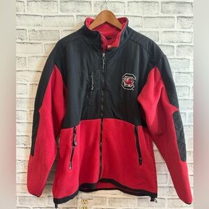 Men’s NCAA USC Gamecocks red and black full zip fleece jacket Size Large